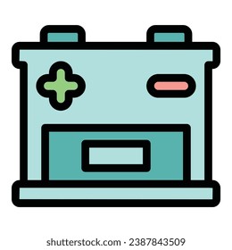 Vector de contorno de icono de la batería del automóvil. Teléfono de energía. Power Full Color Flat