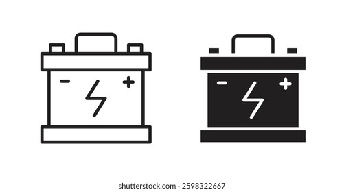 Car battery icon outlined icon vector collection.