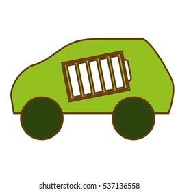 car with battery icon over white background. eco friendly car concept. colorful design. vector illustration