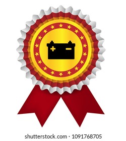 car battery icon and quality guarantee symbol, vector illustration
