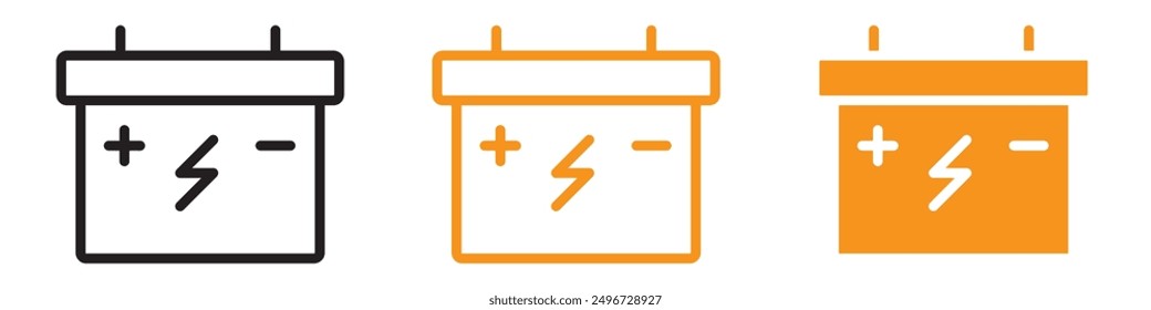 Car Battery Icon Set Automotive Power Symbols for Vehicle Maintenance and Repair