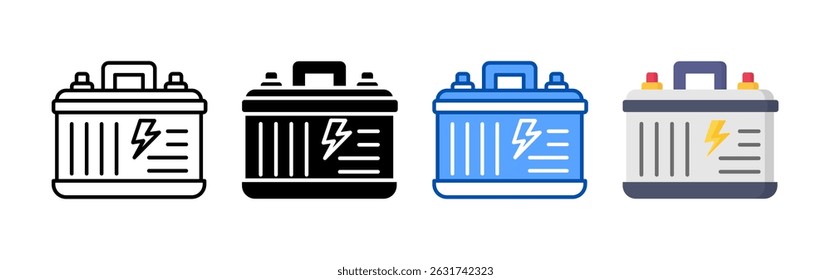 Car battery icon set bundle. Multi style icon collection perfect for websites, apps, and presentations. Simple vector icon collection