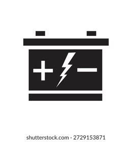 Ícone de bateria de carro conjunto com símbolo de energia elétrica, ilustração vetor de célula de ferro de lítio automotivo em estilo sólido e contorno.