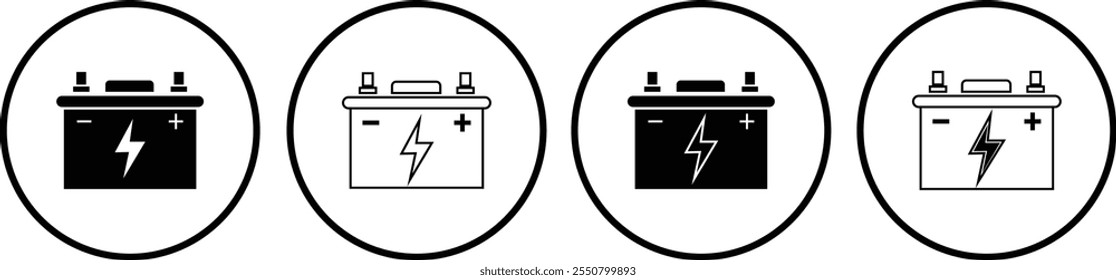 Car battery icon set, Isometric of car battery vector graphic design icons, isolated on transparent background, used for auto service template design elements, web design, mobile app and ui.