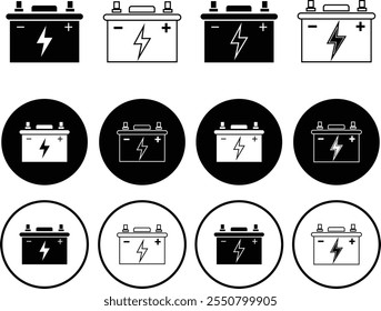 Car battery icon set, Isometric of car battery vector graphic design icons, isolated on transparent background, used for auto service template design elements, web design, mobile app and ui.