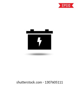 Car battery icon with shadow vector.