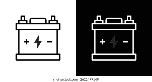 Car battery icon shape graphic simple plain clipart symbol. thin line outline art