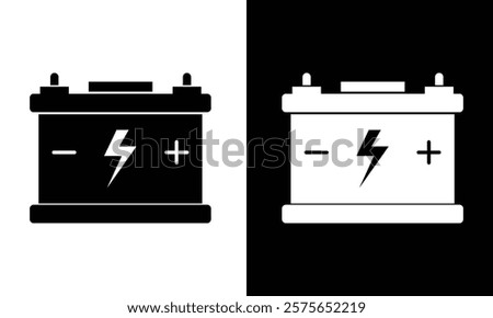 Car battery icon, symbol. Battery icon. Electric power lithium cell battery iron vector symbol. Vector illustration of charging battery. Set of Energy supply equipment. Vector illustration.