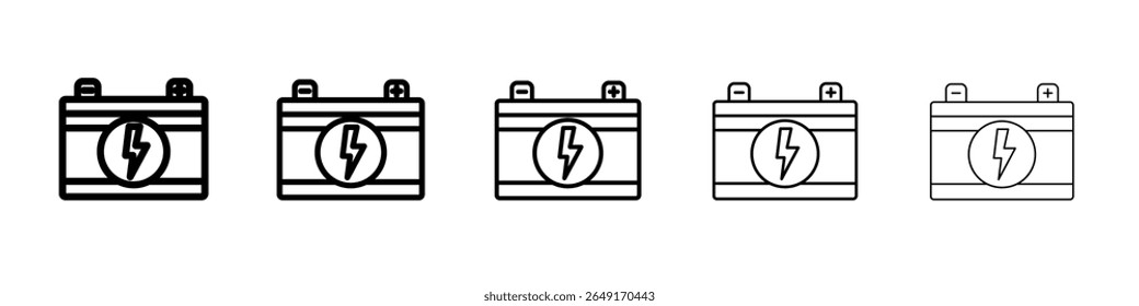 Car battery icon thin outline logo mark set