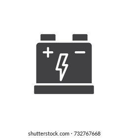 Car battery icon vector, filled flat sign, solid pictogram isolated on white. Symbol, logo illustration.