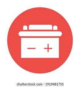 Car battery icon. Battery car vector flat illustration