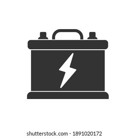 Car Battery Icon. Vector Illustration Isolated On White Background. Flat Style