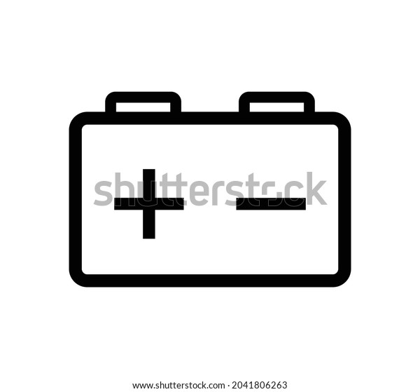 Car Battery Icon in Vector. Illustration\
of Car Battery outline on white background. Portable Car Battery\
using Transportation.