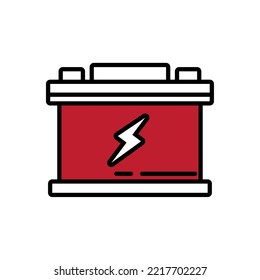 car battery icon vector image red color and white background