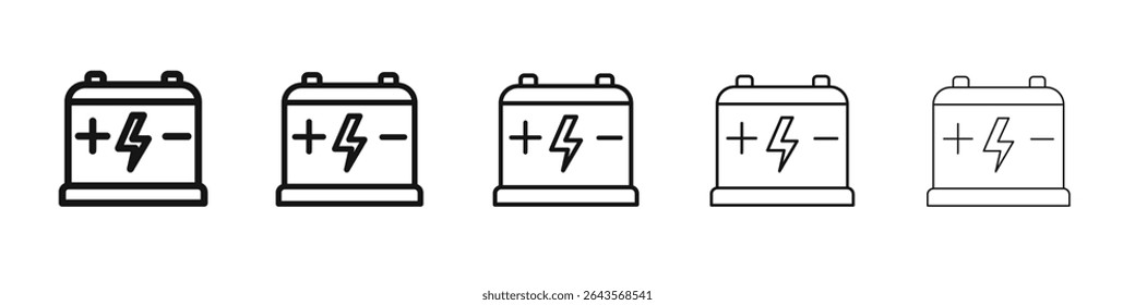 Car battery icon vector outline set illustration sign
