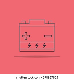 Car battery icon vector icon with pink background