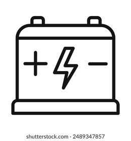 Car battery icon Vector symbol or sign set collection in black and white outline