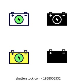 car battery icons on white background