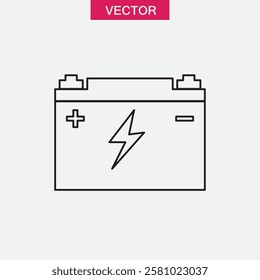 Car battery icon.vector flat black simple linear illustration for web and app..eps