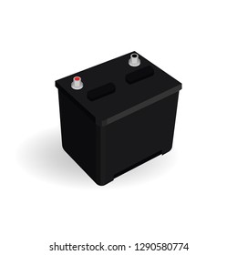 Car battery. Battery illustration isolated on white background. 
Isometric accumulator battery. 