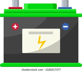 Car battery, illustration, vector on a white background.