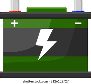 Autobatterie, Illustration, Vektorgrafik auf weißem Hintergrund.