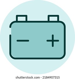 Batería de auto, ilustración, vector sobre fondo blanco.
