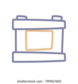 Car battery isolated cartoon