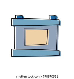 Car battery isolated cartoon
