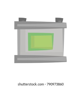Car battery isolated cartoon