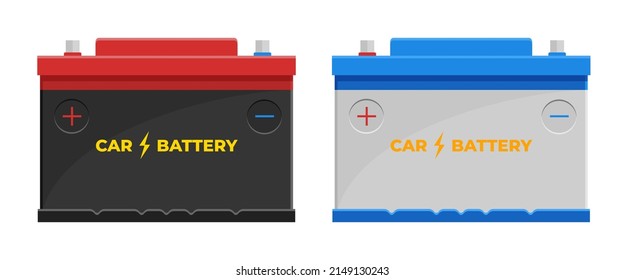 Car battery isolated on white background, flat vector illustration.