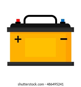 Car Battery Isolated On White Background, Vector Illustration