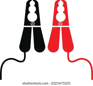 Car Battery Jump Leads. Positive and Negative Jumper Cables Icons svg