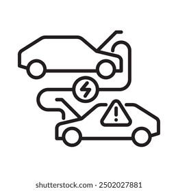 Car battery jump start icon. Outline style. Vector. Isolate on white background.