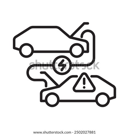 Car battery jump start icon. Outline style. Vector. Isolate on white background.
