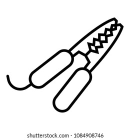 Car battery jumper cable icon. Cartoon illustration of car battery jumper cable vector icon for web design
