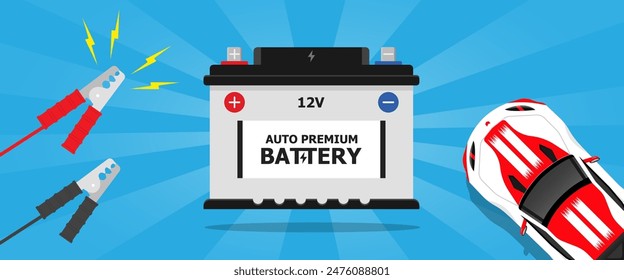Car battery jumper power cables illustration vector