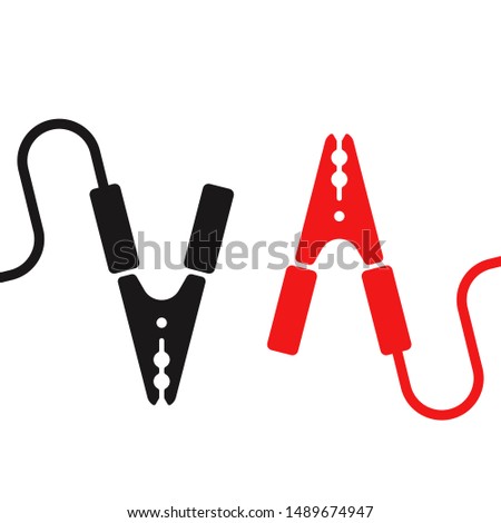 Car battery jumper power cables, vector icon on white