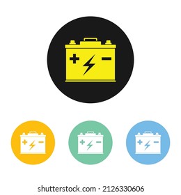 Car battery light set. Vector illustration of vehicle accumulator collection. Indicator isolated on white background. Energy storage device icon.