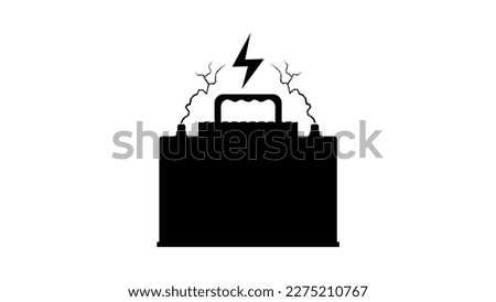 car battery with lightning silhouette high quality vector