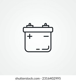 Icono de la línea de la batería del coche. icono de la línea de batería del coche
