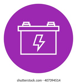 Car battery line icon.