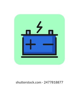 Car battery line icon. Accumulator, high voltage, battery charge. Energy concept. Can be used for topics like automobiles, power, maintenance