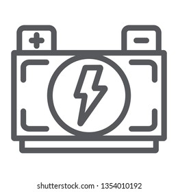 Car battery line icon, auto and power, car charge sign, vector graphics, a linear pattern on a white background, eps 10.
