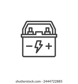 Icono de la línea de la batería del coche. signo de estilo lineal para el concepto móvil y el Diseño web. Icono de Vector de contorno de carga de batería de coche. Símbolo, ilustración del logotipo. Vector gráfico