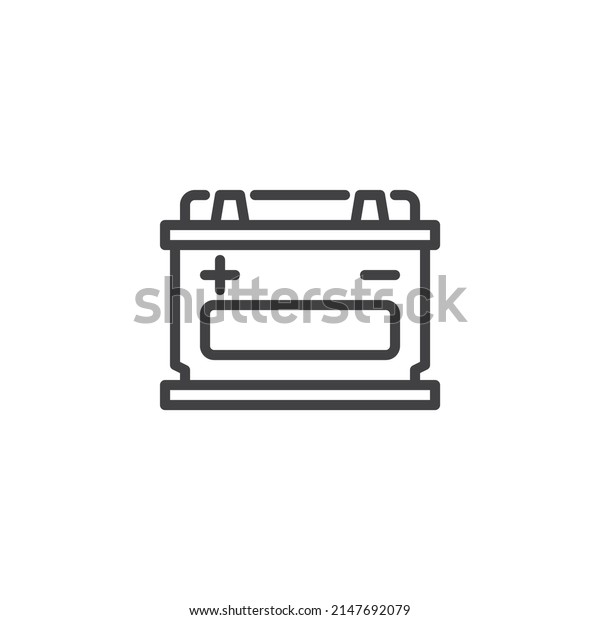 Car battery line icon. linear style sign\
for mobile concept and web design. Battery car outline vector icon.\
Symbol, logo illustration. Vector\
graphics