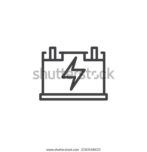 Car battery line icon.\
linear style sign for mobile concept and web design. Electric\
battery outline vector icon. Symbol, logo illustration. Vector\
graphics