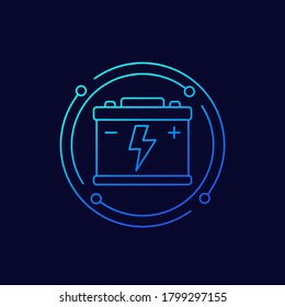 icono de la línea de la batería del coche, vector