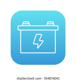Car battery line icon for web, mobile and infographics. Vector white icon on the blue gradient square with rounded corners isolated on white background.