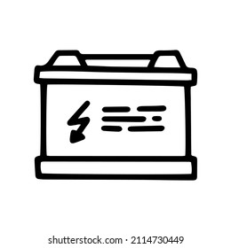 car battery line vector doodle simple icon